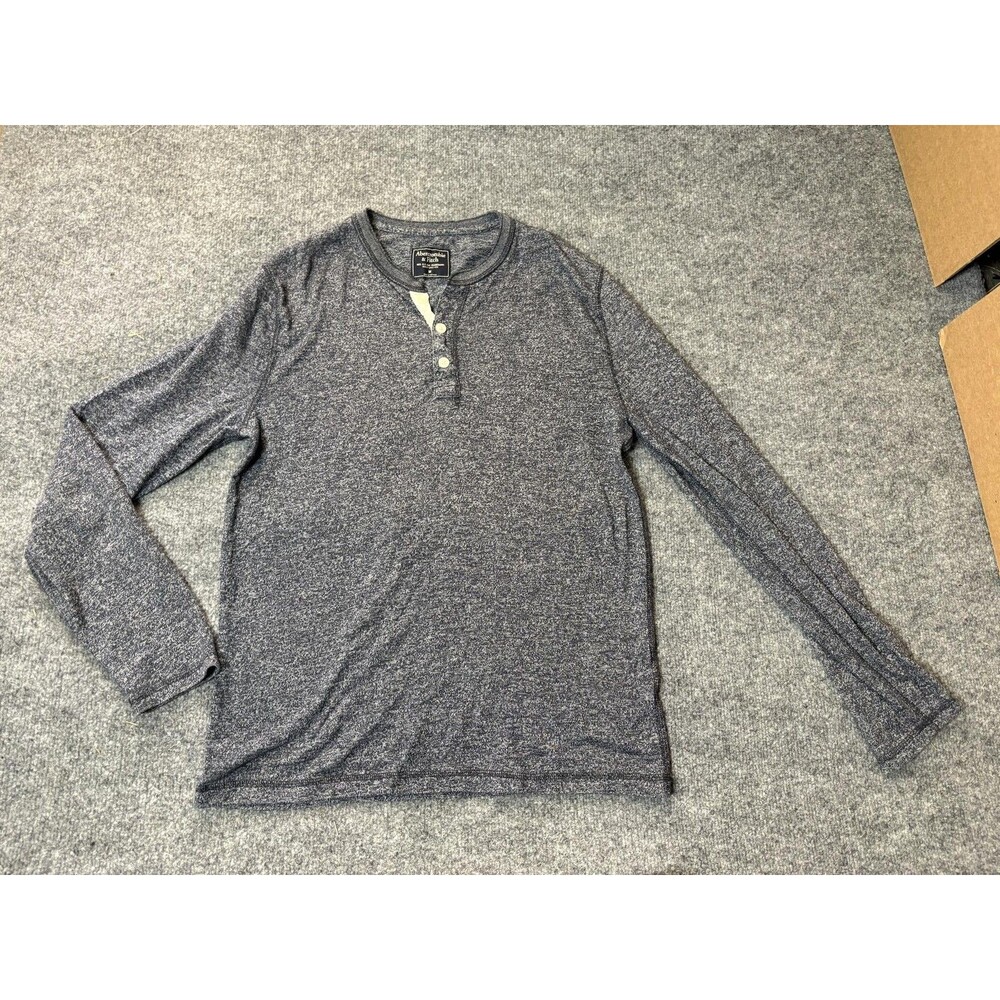 Abercrombie & Fitch Shirt Mens M Blue Long Sleeve Henley Knit Jersey Casual